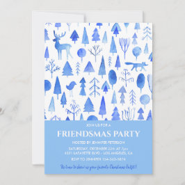 Convites de Friendsmas Árvores de aquarela lindas 