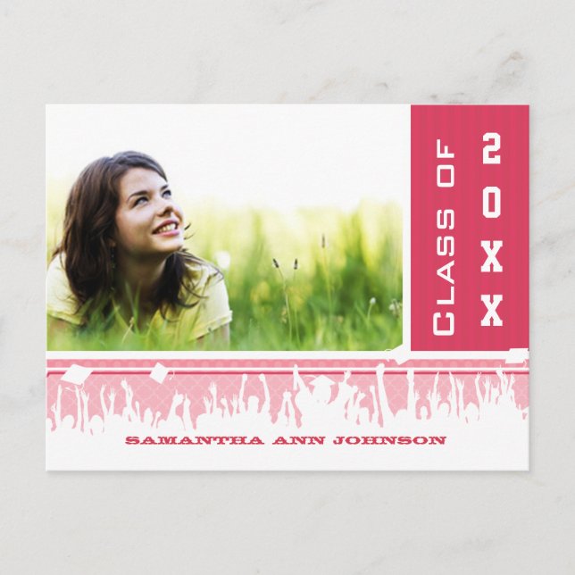 Convites de Graduação de Classe Girly Rosa (Frente)