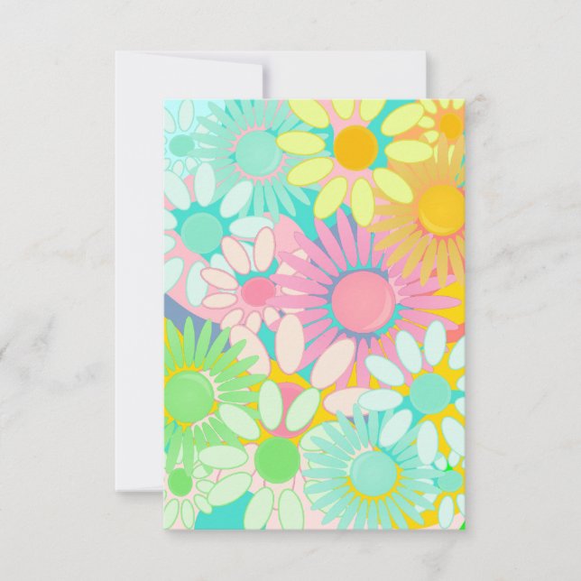 Convites de Grupo Floral Mod Retro Hip 1960s 1970 (Frente)