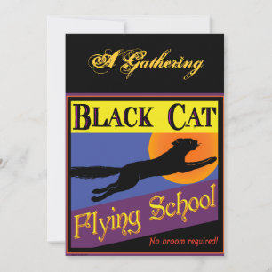 Convites de Halloween da Escola de Voo de Gato Pre