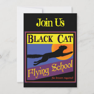 Convites de Halloween da Escola de Voo de Gato Pre