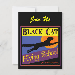 Convites de Halloween da Escola de Voo de Gato Pre