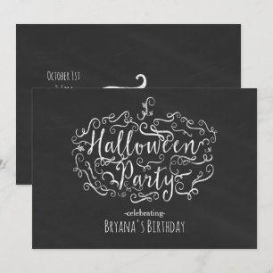 Convites de Halloween de Abóbora de Lousa Elegante