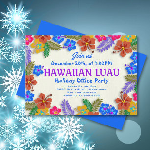 Convites de Hibisco de Festa Personalizados Luau H