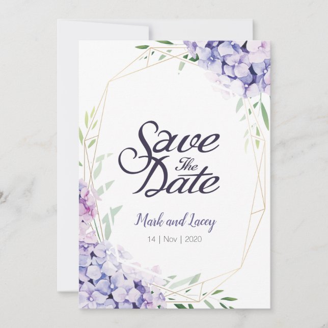 Convites de Hydrangea em Aquarela Save the Date (Frente)