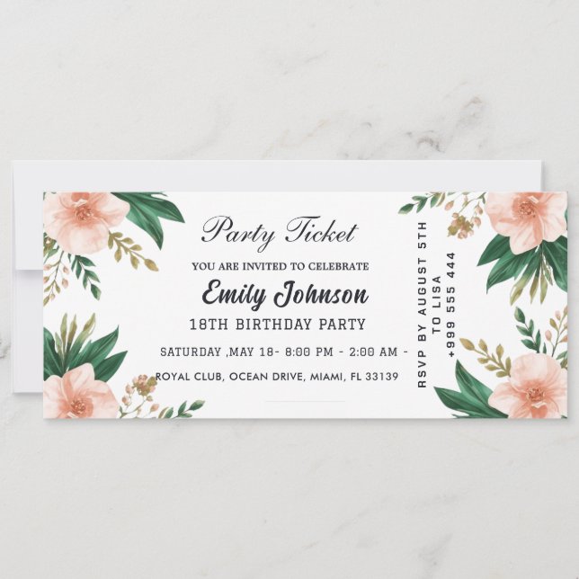 Convites de ingresso para festa dourada  (Frente)