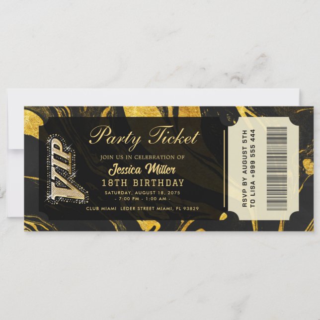 convites de ingresso para festa dourados (Frente)