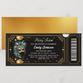 Convites de ingressos para festa de ouro moderno