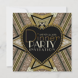 Convites de Jantar Art Déco 1920 Preto Dourado