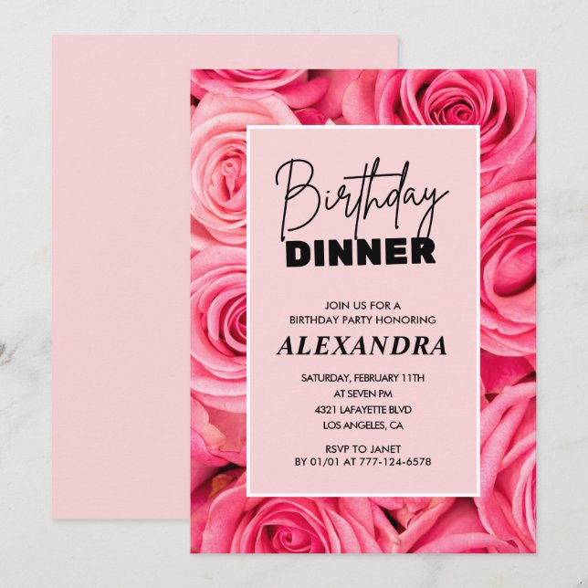 Convites de jantar de aniversário floral 97º anive (Frente/Verso)