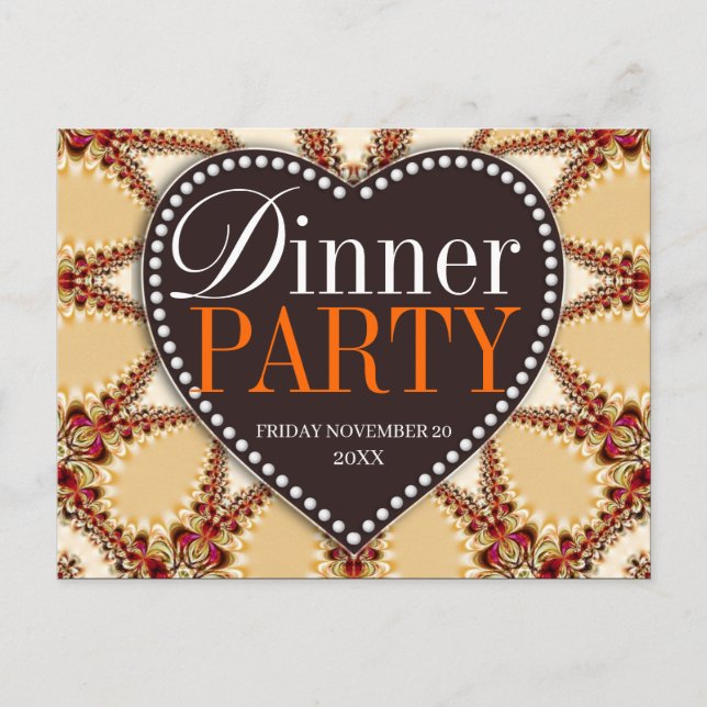 Convites de jantar de festa com decoração orgânica (Frente)