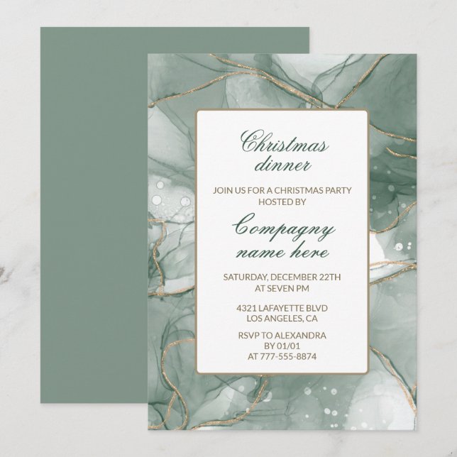 Convites de jantar de Natal da empresa elegante (Frente/Verso)