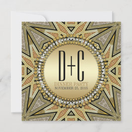 Convites de jantar dourados cintilantes no estilo 