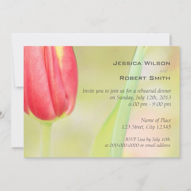 Convites de janto para ensaios de flores romântica (Frente)