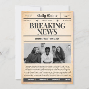 Convites de jornal notícia de primeira página