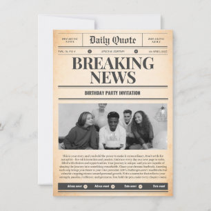 Convites de jornal notícia de primeira página