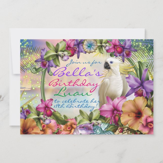 Convites de Luau, convites temáticos de Luau do (Frente)