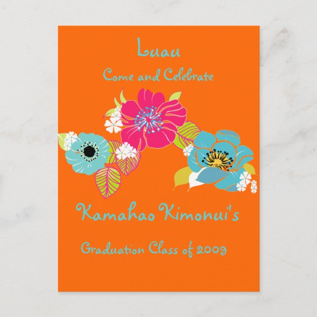 Convites de Luau de Formatura/Fundo DIY (Frente)