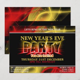 Convites de Luz Explosiva para Festa de Ano Novo