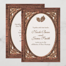 Convites de Madeira Rústica de Pinha com Duas Core