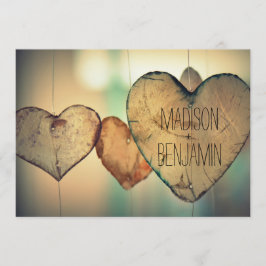 Convites de madeira rústicos do casamento do país