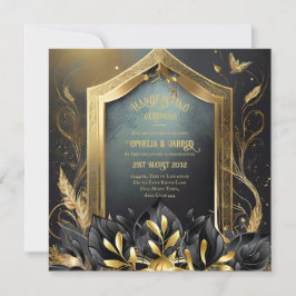 CONVITES DE MÃO DOURADOS ETEREAIS NEGROS