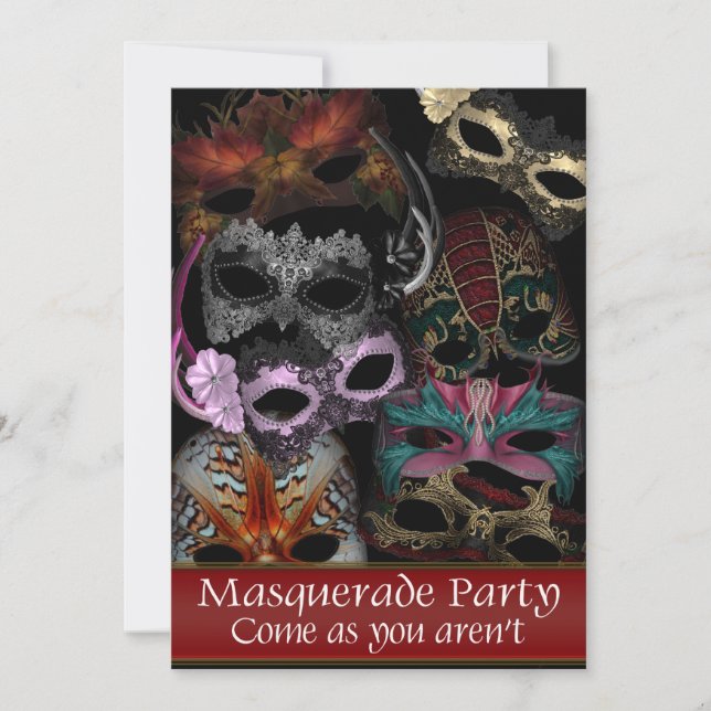 Convites de Máscara para Festa à Fantasia (Frente)