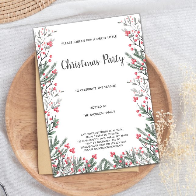 Convites de Natal à Grama Floral (Floral Grass Christmas Invitations)