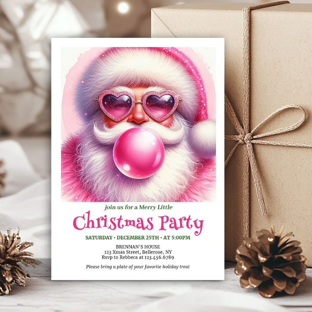 Convites de Natal com Óculos de Sol do Papai Noel  (Charming Funny Santa Sunglasses Christmas Invitation

)