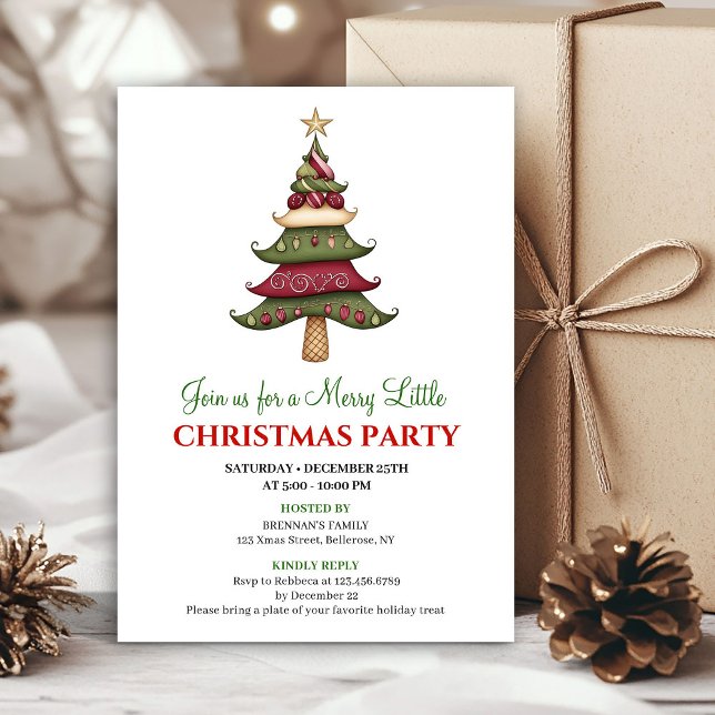 Convites de Natal de árvore de Natal de designer s (Classy designer Christmas tree Christmas invitation)