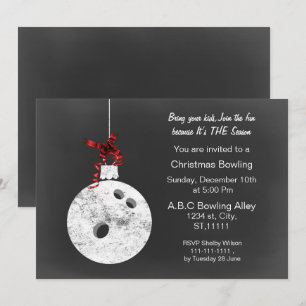 Convites de Natal de Boliche em Quadro Negro Vinta