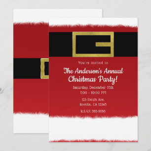 Convites de Natal de Santa Claus com Cinto Vermelh