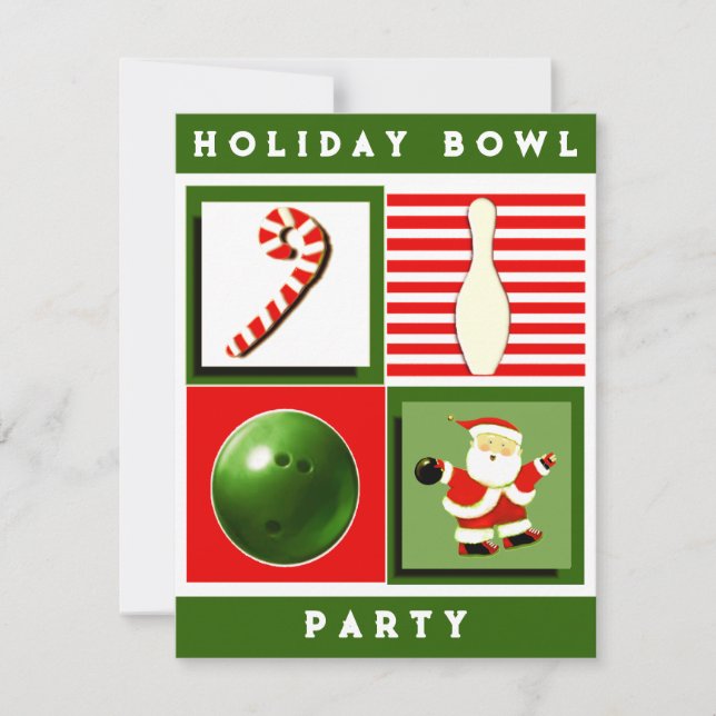 Convites de Natal para Festa de Boliche (Frente)