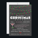 Convites de Natal para Martini Chalkboard<br><div class="desc">Este design apresenta um quadro-negro de luzes de giz vermelhas e verdes e um martini de menta.</div>