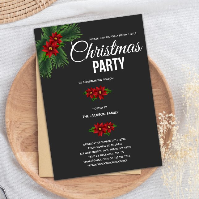 Convites de Natal Red Floral (Red Floral Christmas Invitations)
