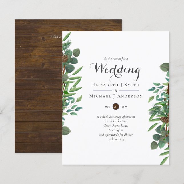 Convites de Natal Rústicos para Casamento de Inver (Frente/Verso)