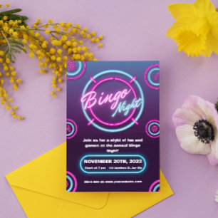 Convites de Noite de Bingo Modernos Roxo e Azul