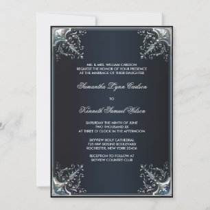 Convites de Noite Preta Seda Casamento Formal