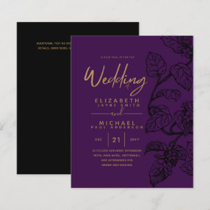 CONVITES DE NOIVA Clássicos com Motivo de Folhas d