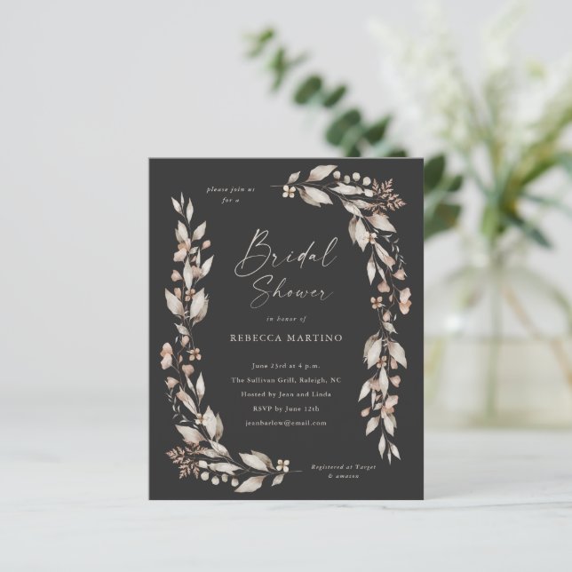 Convites de Noivado Boho Wildflower com Orçamento (Em pé/Frente)