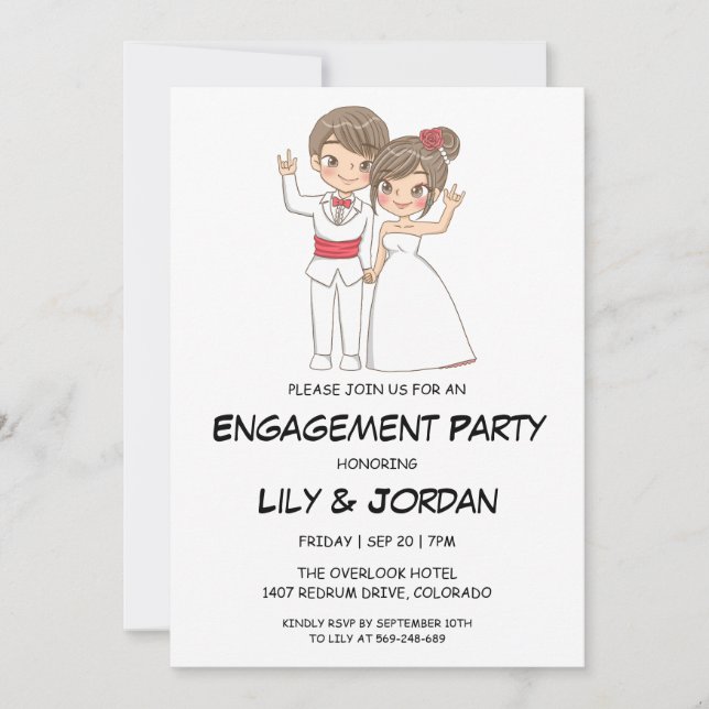 Convites de noivado de casal de casamento (Frente)