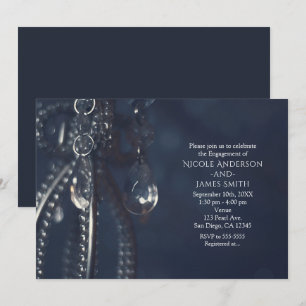 Convites de Noivado em Cristal Elegante Azul Moody