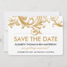 Convites de Noivado Florais em Dourado Antigo