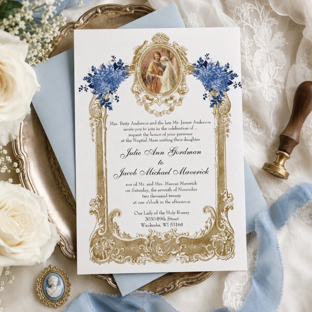 CONVITES DE NOIVADO FLORAL AZUL CATÓLICO (Criador carregado)