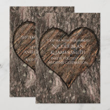 Convites de Noivado Rústicos com Tronco de Árvore 