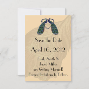 Convites de Noivado Vintage Pavão Save the Date