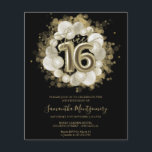 Convites de orçamento Sweet 16 preto dourado<br><div class="desc">Deixe que seus amigos saibam que devem marcar seus calendários para o seu dia especial com esses belos convites Sweet 16 azul empoeirado. Cada convite apresenta um design festivo com belos balões, perfeito para definir o clima para um dia de diversão e celebração. Quer você planeje hospedar uma grande gala...</div>