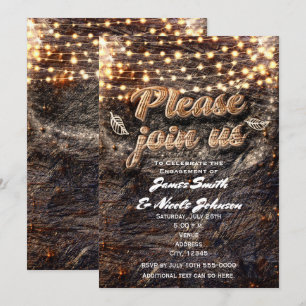 Convites de Outono com Madeira de Casca Rústica e 