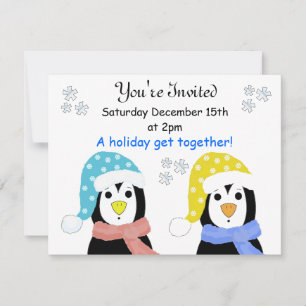 Convites de Pinguim para Festa de Fim de Ano