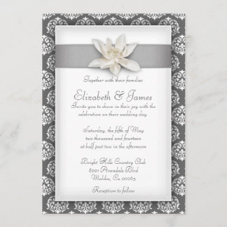 Convites de prata do casamento tema damasco